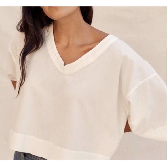Sugar Candy Mountain Lupine Cotton Blend V-Neck White Top Womens Size XS Small - Picture 1 of 10